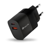 NGS Bud 45 W - Chargeur mural ultra rapide avec 2 ports USB-C(PD & PPS 45 W) USB-A (QC 3.0 18 W) Compact et portable pour smartphones, tablettes, ordinateurs portables, matériaux GAN ignifuges, charge