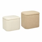 Lot de 2 Poufs Coffre Bouclette "Dani" 40cm Beige