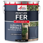 Peinture métal et fer pour portail, grille, garde-corps : ARCALAQUE 101 Noir Mat - RAL 9005 0.5 L