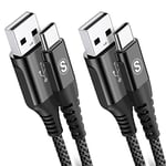 2-Pack 2M USB C Cable 3.1A Fast Car Charger Cable Compatible for iPhone 16 15 Plus Pro Max, Samsung Flip/Fold 5 4 3 S10 S9 S8 S20 S21 S22 S23 A15/14/13/12 A25/A35/A34 A55/54, Pixel 8 7 6, Tablets