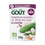 GOOD GOÛT - Compotée de courgettes, riz, lait de coco, curry et crevette - Plat Cuisiné Pour Bébé - Introduction des allergènes - Dès 8 Mois - Purée Moulinée - Fabriqué En France - 190g