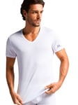 o-day Lot de 2 t-shirts pour homme en coton 100 % confort | douceur et respirabilité | T-shirt homme pour toutes les activités, 2 pièces blanches - Col en V, Medium