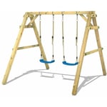 Wickey - Portique balançoire Aire de jeux Sky Dancer Prime avec extension d'escalade Portique bois pour enfants - bleu