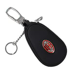 AC Milan Porte-clés en cuir dans une boîte avec fermeture éclair compartiment télécommande ou clé, avec étiquette logo produit officiel 141842, noir, Noir, Taglia unica, Contemporain