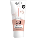 Naïf - Crème solaire avec formule minérale - pour bébé & enfant - SPF 50 - Crème sans octocrylène - Protection UVA et UVB - Testée dermatologiquement - 100ML