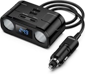 Adaptateur Allume-Cigare Chargeur De Voiture,6 En 1 Adaptateur Allume-Cigare Multipr 60W Avec Charge Rapide,Tension D'Affichage Led,Chargeur De Voiture 12V/24V Pour Emetteur Fm,Dashcam,Gps[Q1356]