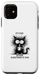 Coque pour iPhone 11 Cute Black Cat It's Fine I'm Fine Everything Is Fine Funny