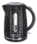 LIVIVO Taurus Electric Kettle Fast Boil Jug Hot Water Dispenser 3000W 1.7L BPA Free 360° Swivel Base Kitchen– Stylish Diamond Pattern Design (Black)