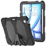 Rugged Case for Apple iPad Air 11 (2024) Cover Stand Built in Screen Protector