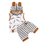 0-24 Months Baby Tops Pants Hat Outfits,Newborn Boy Girl Long Sleeve Feather Print T shirt Striped Pants Headband Clothes Set (Hooded Sleeveless Tops Shorts, 6-12 Months)