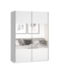 Armoire design 150cm. 2 portes avec miroirs modulables. Couleur blanc mat. Collection EOS