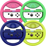 Volant Switch, Racing Wheel Joy Con, Volant De Course Pour Mario Kart 8 Deluxe / Nintendo Switch & Modèle Oled, Vert Néon / Rose Néon / Bleu / Jaune Néon (Pack De 4)