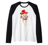 Kewpie Baby Rodeo Cowgirl Cowboy Traditional Tattoo Flash Raglan Baseball Tee