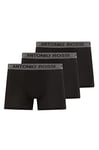 ANTONIO ROSSI (3/6 Pack) Men's Fitted Boxer Hipsters - Mens Boxers Shorts Multipack with Elastic Waistband - Cotton Rich, Comfortable Mens Underwear, Black with Grey Band (3 Pack), S