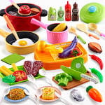 Kopi Corgi Cuisine Enfant Ensemble,47PCS Dinette Enfant Accessoire Cuisine Enfant avec Pots et Casseroles,Chef Jeu de Rôle,Ustensile de Cuisine Enfant Jeux Cadeau pour Enfant Fille Garçon 3 4 5 Ans