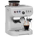 HOMCOM Espresso Machine with Integrated Bean Grinder & Steam Wand, Bean to Cup Coffee Machine with 15 Bar Italian Pump, 2L Water Tank, Cappuccino Maker, Stainless Steel Silver