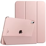 TiMOVO Coque Compatible avec iPad 10ème Génération 10,9 Pouces 2022 Étui, iPad 10 Coque, Légère&Mince Coque Arrière Translucide en PC, Housse Coque Trifold avec Réveil/Sommeil Auto, Or Rose