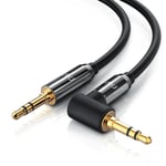 3,0M Câble Jack Audio Câble Stéréo Auxiliaire - Connecteur Métallique Mâle Vers Mâle 90 Degrés - 2 X Prise Jack Audio 3,5 Mm 3 Pôles - Série Hq Premium - Noir[YIN143026]