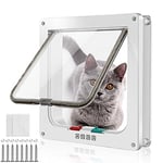 WeeGoo Large Cat Flap (Outer Size 25 x 23.5 cm) Lockable Cat Flaps Pet Door for Cats and Small Dogs,4 Way Locking Dog Flap Doors for Interior Exterior, Easy Fitting Weatherproof Silent (White)