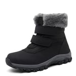 SHOULIEER Bottes en Cuir Fourrure d'hiver Bottes de Neige Super Chaudes Femme Travail d'hiver Chaussures décontractées Baskets Bottines en Caoutchouc Black 42