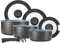 Tower Freedom T800201 7 Piece Cookware Set with Ceramic Coating, Stackable Desi