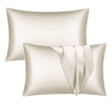 Imperial Rooms Satin Pillowcase 2 Pack – Satin Silk Pillowcases for Hair and Skin, Gifts for Women – Ivory Pillow cases with Envelope Closure (50x75 cm)