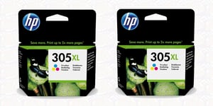 2x HP Original 305XL Colour Ink Cartridges For ENVY 6010 Printer, 3YM63AE