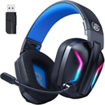 ¿Nouveau 2024¿FC300 Casque de Jeu sans Fil - sans Perte 2,4 GHz et Bluetooth - Batterie 50 Heures, Pilotes 50 mm, pour PC/PS5/PS4/Mac/Nintendo Switch, Cuffie Con Microfono - Bleu