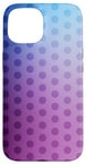 Coque pour iPhone 15 Dégradé de couleur bleu clair et violet à pois