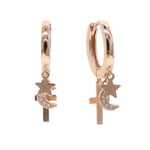 yuge 925 Sterling Silver Cute Hoop Earrings Gold Silver Rose Gold 3 Colors Exquisite Cross Star Charm Silver Jewelry RoseGoldColor