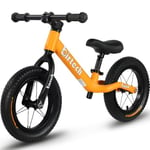 12" Balance Bike for 2, 3, 4, 5, 6 Year Old Boys and Girls, Lightweight Nylon Frame Toddler Training Bike No Pedal Bikes for Kids with Adjustable Seat and Air Tires (Yellow)