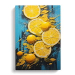 Sliced Lemon Hard Edge Painting Art Canvas Print for Living Room Bedroom Home Office Décor, Wall Art Picture Ready to Hang, 30x20 Inch (76x50 cm)