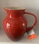 Le Creuset Stoneware Large Pitcher Jug XL Big Tall Juice Jug 2.2L Cerise (New)