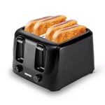 Black 4 Slice Toaster Family Size 1400W with Variable Browning Control