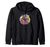 Hippo Surrounded By Daisy Blooms Zip Hoodie