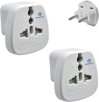 Pipestation UK to European Plug Adapter - 2 Pack - Travel Plugs UK to EU - Plug