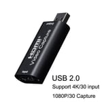 Carte d'acquisition vidéo 4K USB 3.0 2.0 1080P 60fps,plaque d'enregistrement pour Streaming en direct,entrée micro,boucle de sortie Audio TV - Type Black Mini USB 2.0