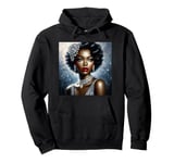 Glamorous Black Woman In Silver Art With Vintage Style Pullover Hoodie