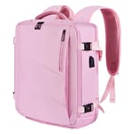 Leyrica Sac a Dos Cabine 45x36x20 pour Easyjet Bagage Avion Sac de Voyage Valise à Main Sac Cabine Imperméable Sac de Sport Sac d’école Sac de Travail (Rose)