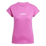 adidas Femme Essentials Linear Cotton T-Shirt, Semi Lucid Fuchsia/White, XXS