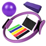 JATELLO Accessoires de yoga, 9 bandes élastiques d'exercice pour la maison, la gym, le pilates, le yoga – Cercle d'exercice pour brûler les graisses