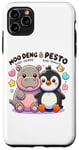 Coque pour iPhone 11 Pro Max Moo Deng Et Le Bébé Hippopotame Au Pesto Bébé Pingouin