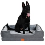 KYG Panier Chien Grande Taille Orthopédique XL Canapé Chien Épaisse Haute Densité de Forme Lit pour Chien Lavable et Déhoussable Confortable, Taille 100x80x20 cm Gris Bleuté