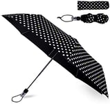 Kate Spade New York Parapluie de voyage léger et compact avec housse de rangement (pois)