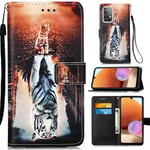 samsung Samsung Galaxy A32 4G Designer PU Case Cat&Tiger