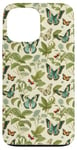 iPhone 13 Pro Max Pastel Green and Blue Butterflies with Foliage Case