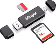 Vanja Lecteur Cartes SD Micro USB et USB Adaptateur Carte SD/Micro SD Mémoire avec Standard Micro USB Connecteur pour PC, Notebook et Smartphone avec Fonction OTG [Classe énergétique A+++]