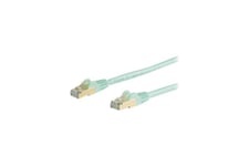 StarTech.com 5m CAT6A Ethernet Cable, 10 Gigabit Shielded Snagless RJ45 100W PoE Patch Cord, CAT 6A 10GbE STP Network Cable w/Strain Relief, Aqua, Fluke Tested/UL Certified Wiring/TIA - Category 6A - 26AWG (6ASPAT5MAQ) - patch-kabel - 5 m - havsblå