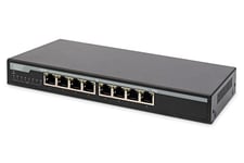 DIGITUS Commutateur PoE de bureau à 8 ports Gigabit - Non géré - 8x ports RJ45 - 135W PoE Budget - 10/100/1000Mbps - Noir