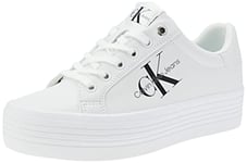 Calvin Klein Jeans Baskets Femme Vulcanisées Vulc Flatform Laceup Low Lth Plateau, Blanc (Bright White), 37